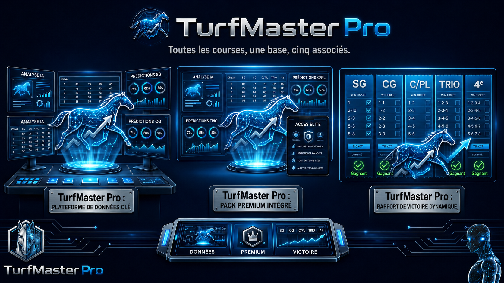 TurfMaster Pro — Toutes les courses, une base, cinq associés